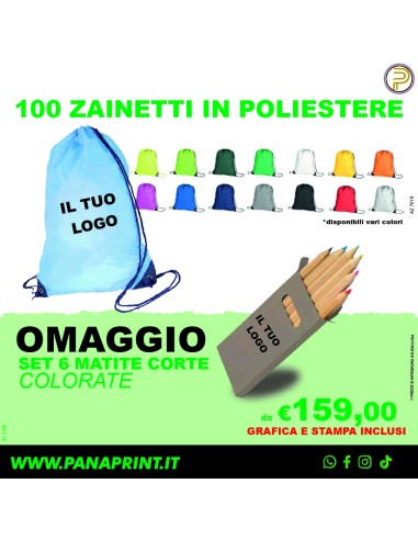 PROMO BOX zainetti e set matite colorate con Stampa Personalizzata