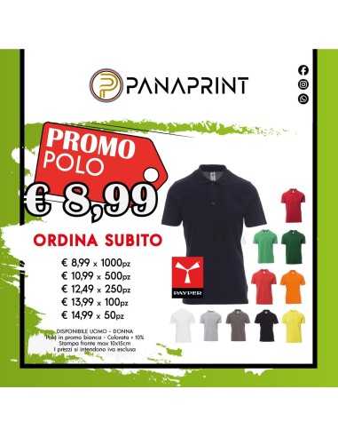 Promo T-Shirt Polo con Stampa Personalizzata - Payper